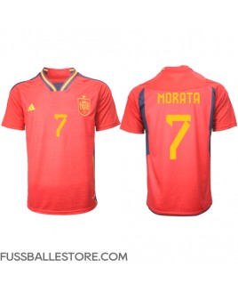 Günstige Spanien Alvaro Morata #7 Heimtrikot WM 2022 Kurzarm